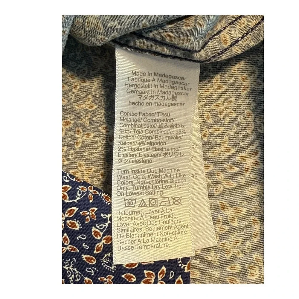 J Crew Flex Washed Classic Fit‎ Floral Print Button Down Shirt Men's Size Medium